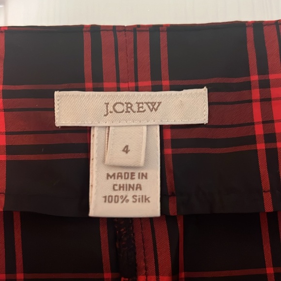 JCrew 100% silk tartan holiday blouse - Picture 2 of 6